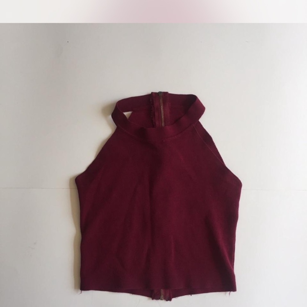 Vintage Cropped Burgundy Halter Top